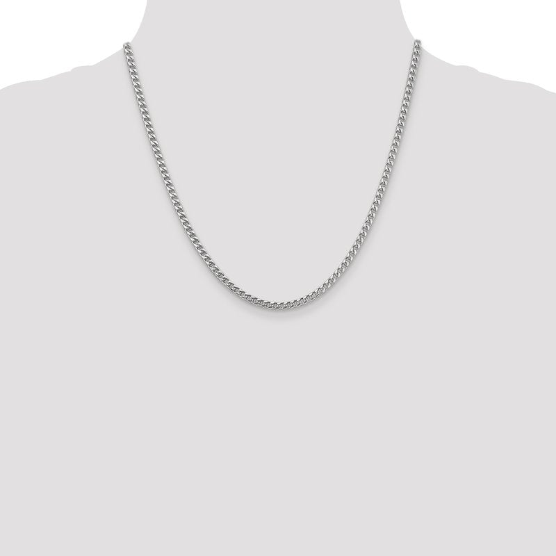 14K White Gold 18 inch 3mm Franco with Fancy Lobster Clasp Chain