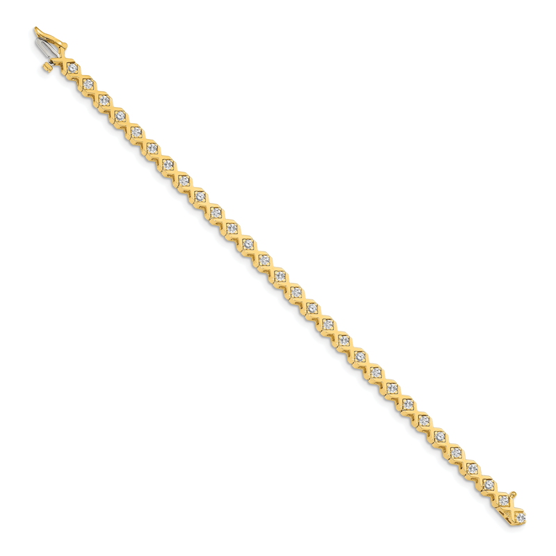 14k Complete 2 carat Round VS Diamond 4-prong X-design 7 inch Tennis Bracelet