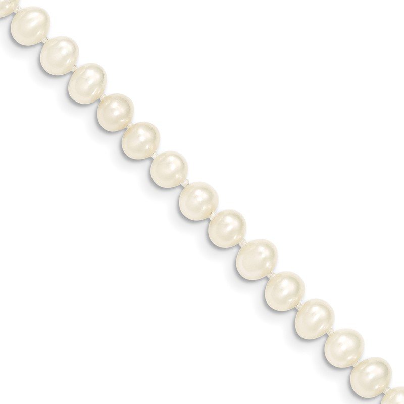 14k 5-6mm White Semi-Round Freshwater Cultured Pearl 12 inch Necklace