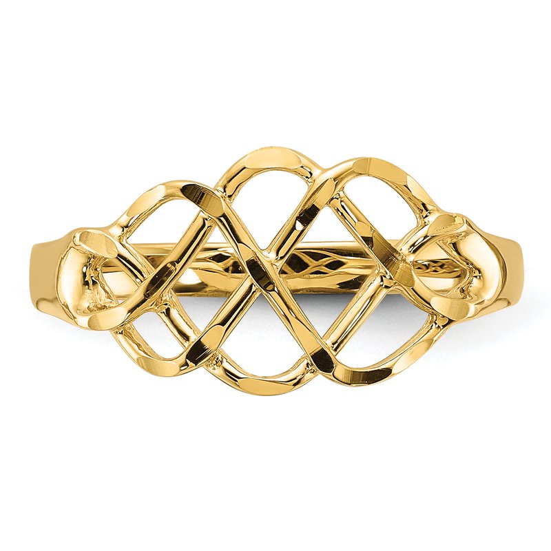 14k Polished &amp; Diamond-Cut Fancy Ring