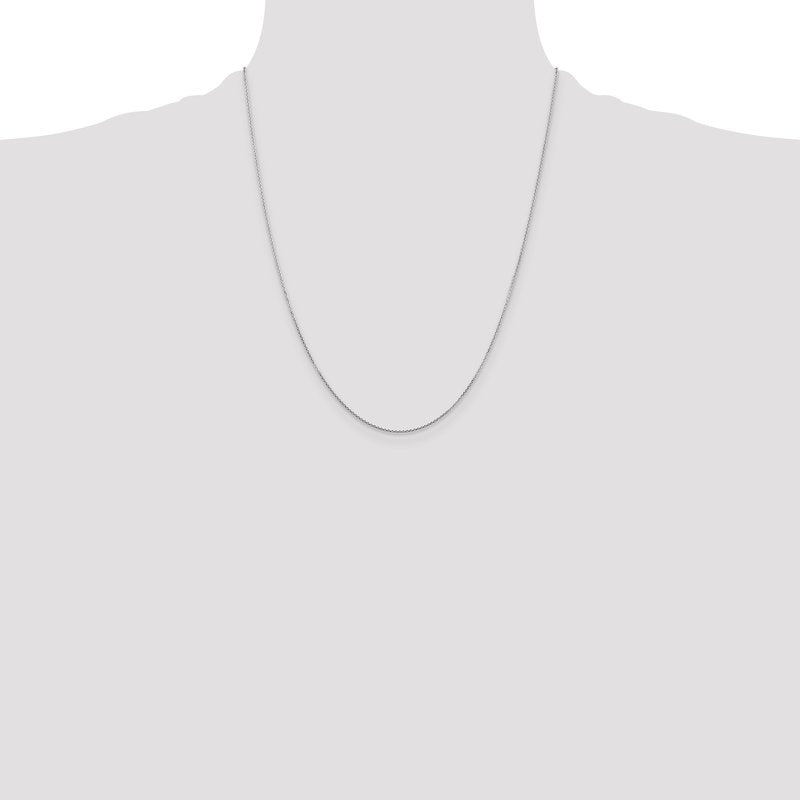 14K White Gold 26 inch .8mm Diamond-cut Round Open Link Cable with Lobster Clasp Chain