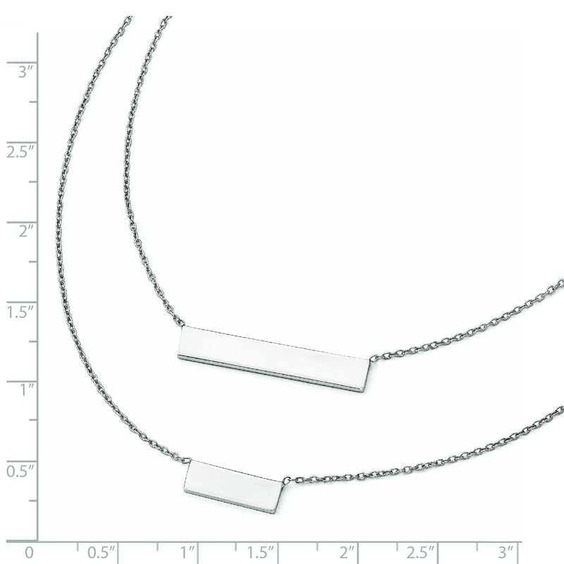 Sterling Silver RH-plated Polished Double Bar Necklace