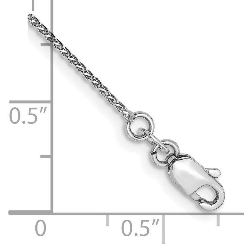 14K White Gold 10 inch 1.05mm Diamond-cut Spiga with Lobster Clasp Anklet