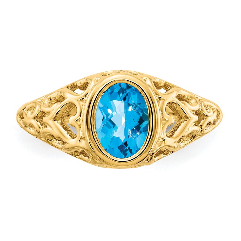 14k 7x5mm Oval Blue Topaz ring