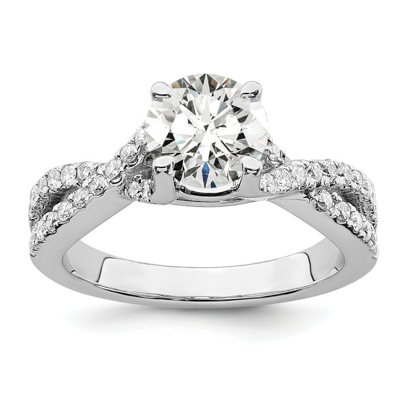 14K White Gold 3/8 carat Lab Grown Diamond VS/SI  D E F  Semi Mount Round By-Pass Engagement Ring