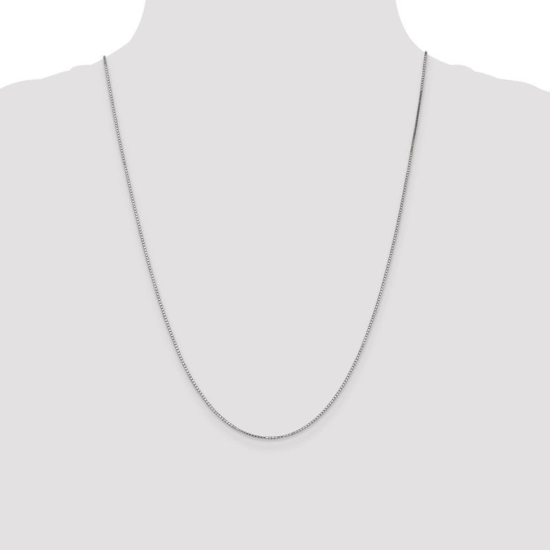 14K White Gold 14 inch 1.1mm Box with Lobster Clasp Chain