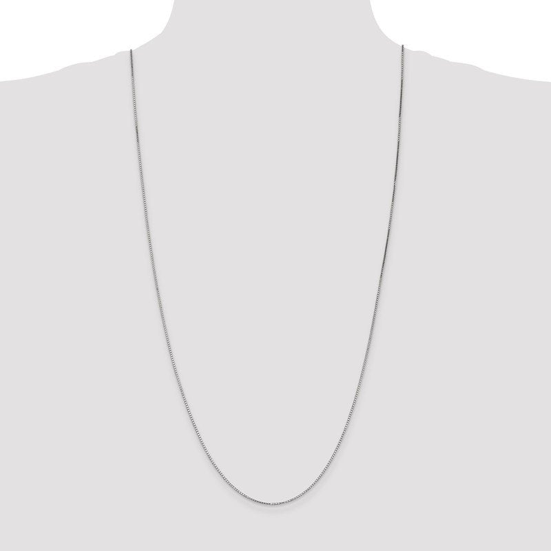 14K White Gold 14 inch 1.1mm Box with Lobster Clasp Chain