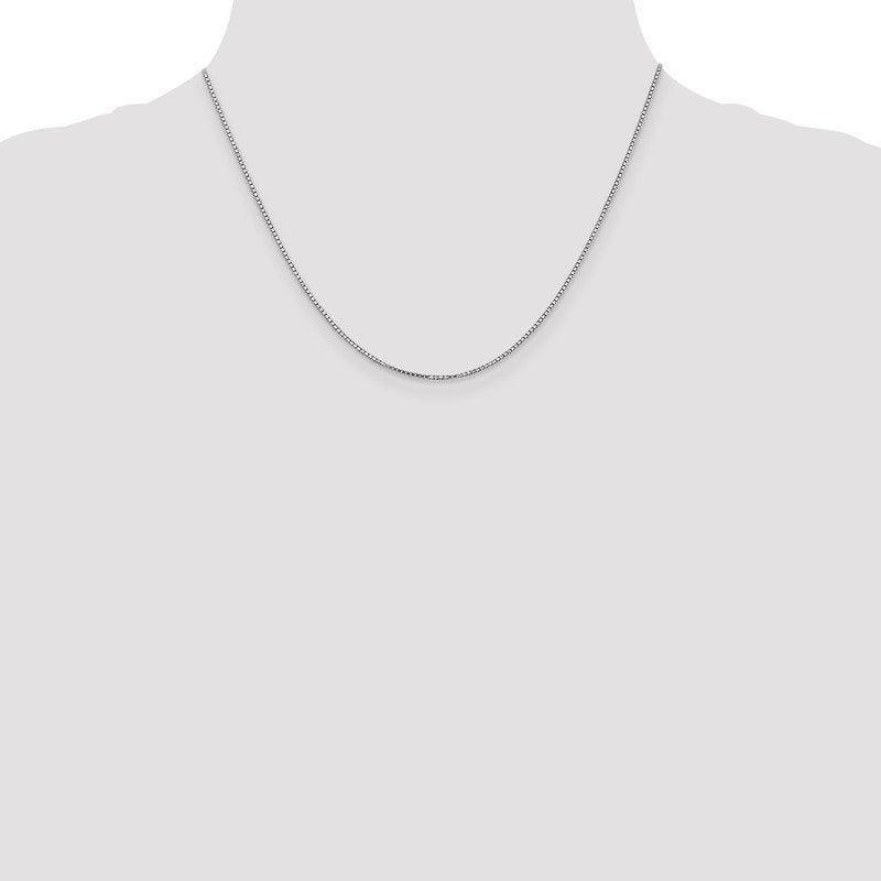 14K White Gold 14 inch 1.1mm Box with Lobster Clasp Chain