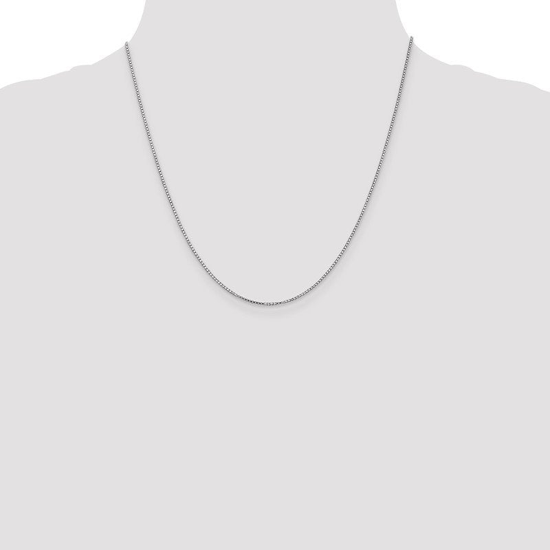 14K White Gold 14 inch 1.1mm Box with Lobster Clasp Chain