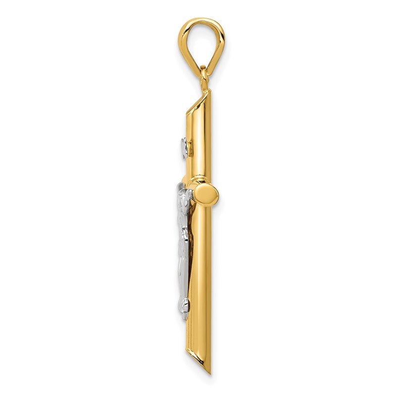 14k Two-tone Hollow Crucifix Pendant