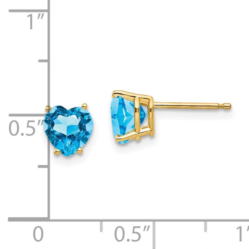 14k 6mm Heart Blue Topaz Post Earrings