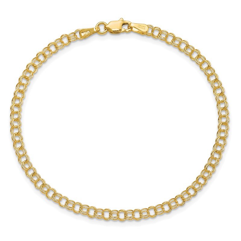 14k 3.5mm Solid Double Link 7 inch Charm Bracelet