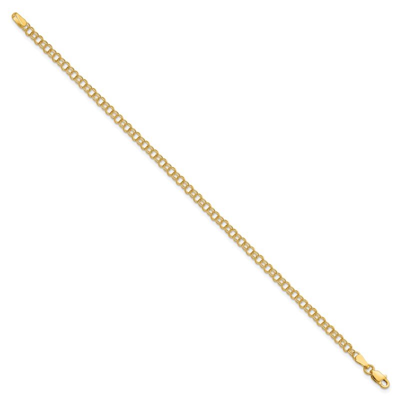 14k 3.5mm Solid Double Link 7 inch Charm Bracelet