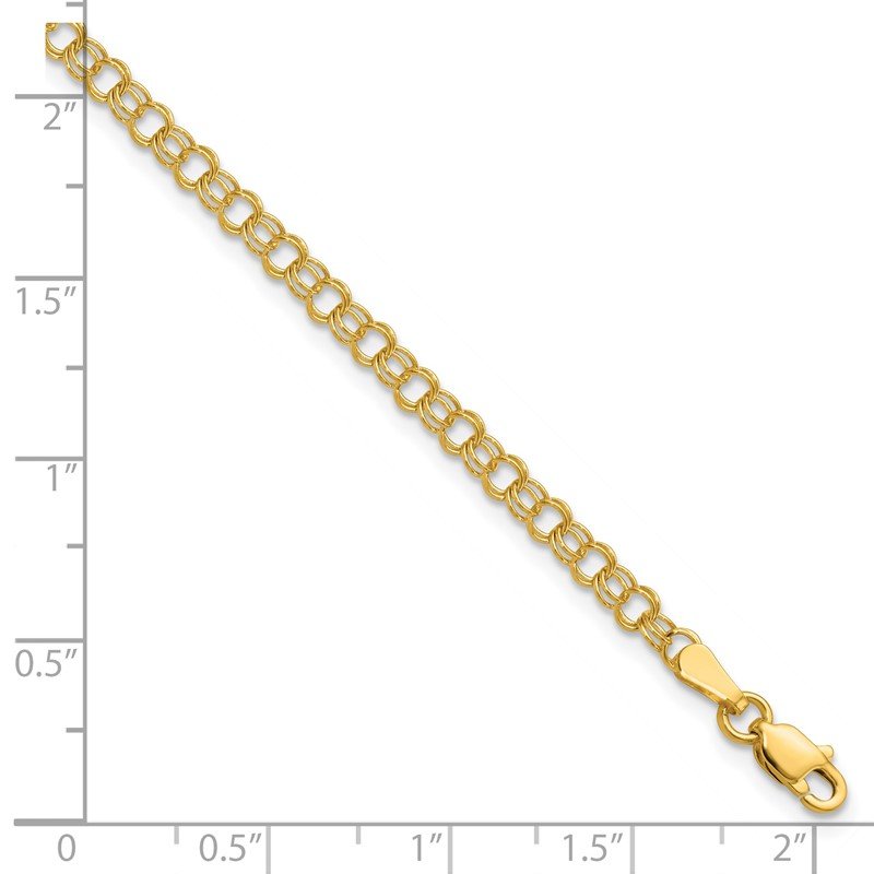 14k 3.5mm Solid Double Link 7 inch Charm Bracelet