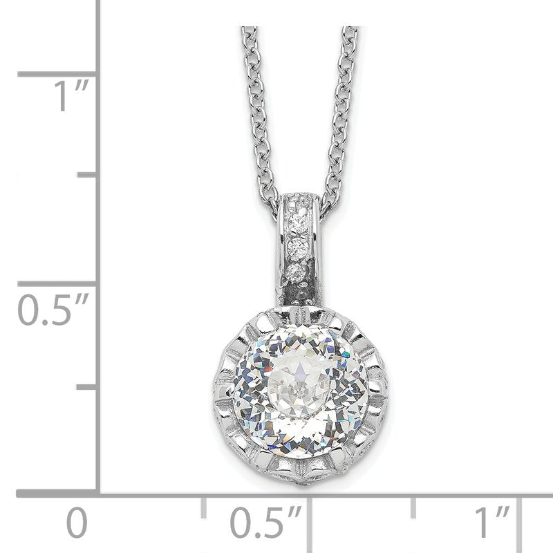 Sterling Silver Rhodium-plated Brilliant-cut and 100 Facet CZ 18 Inch Necklace