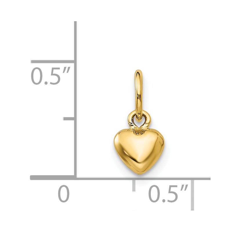14K Polished 3-D Puffed Heart Charm