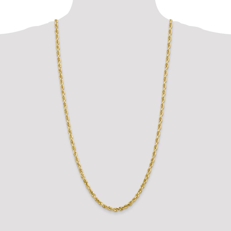 14K 26 Inch 5mm Diamond-cut Quadruple Rope Lobster Clasp Chain