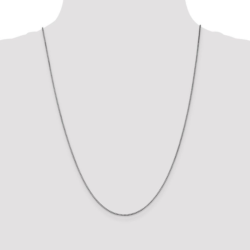14K White Gold 26 inch 1.05mm Box with Lobster Clasp Chain
