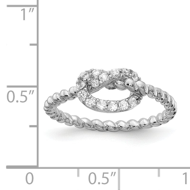 Sterling Silver Rhodium-plated Brilliant-cut CZ Knot Ring