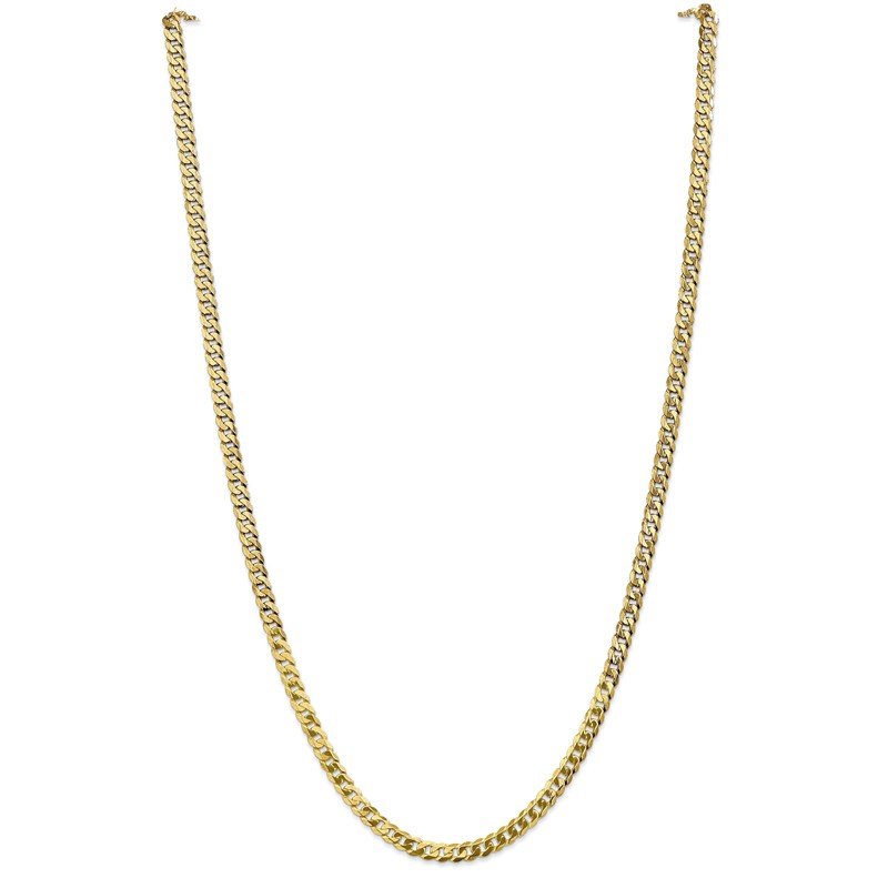14K 26 inch 4.75mm Flat Beveled Curb with Lobster Clasp Chain