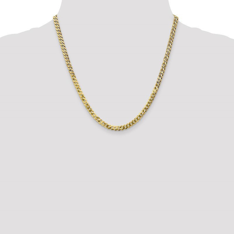 14K 26 inch 4.75mm Flat Beveled Curb with Lobster Clasp Chain