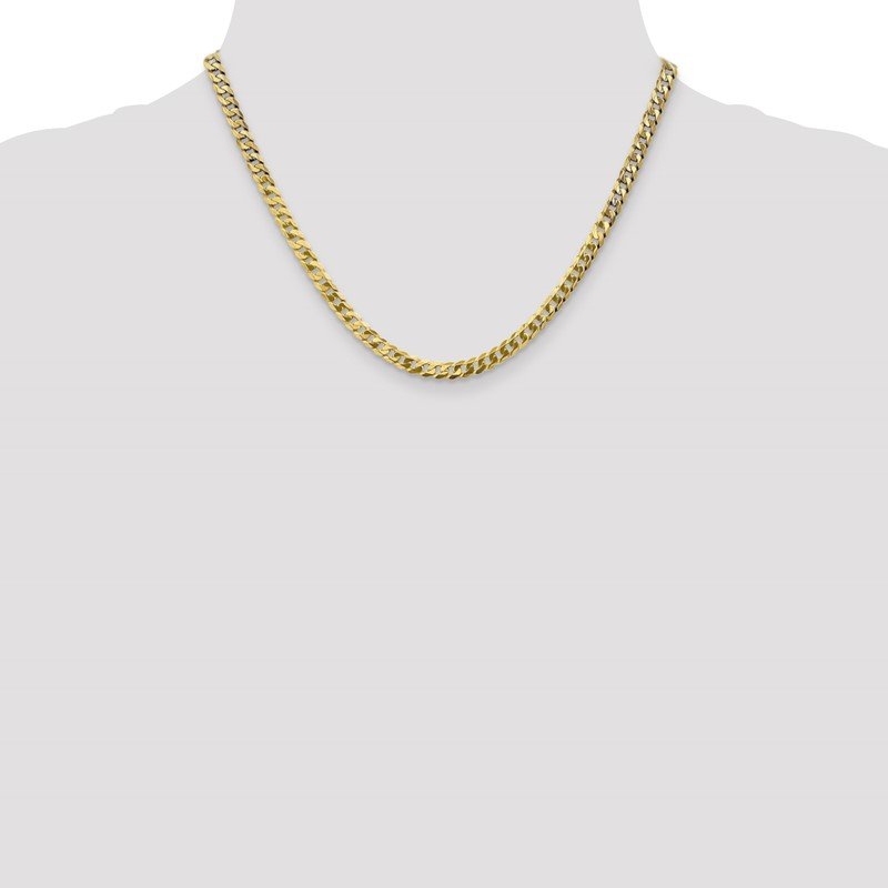 14K 26 inch 4.75mm Flat Beveled Curb with Lobster Clasp Chain