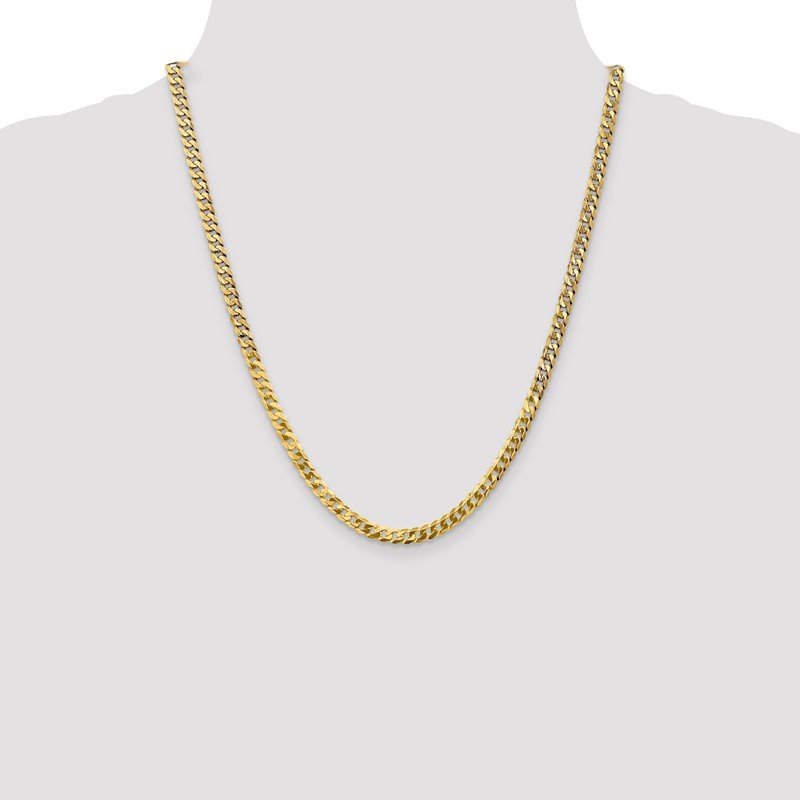 14K 26 inch 4.75mm Flat Beveled Curb with Lobster Clasp Chain