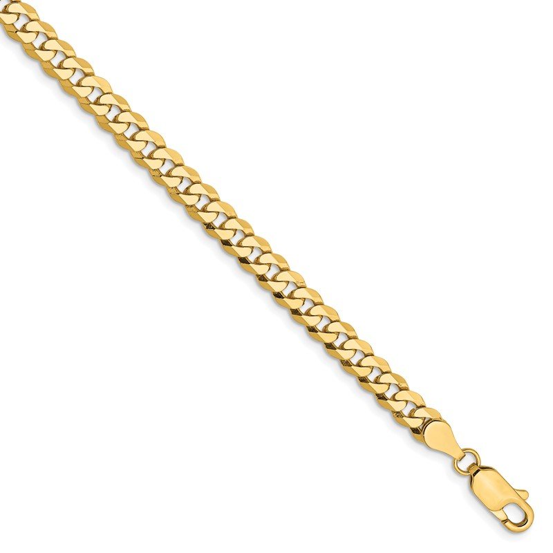 14K 26 inch 4.75mm Flat Beveled Curb with Lobster Clasp Chain