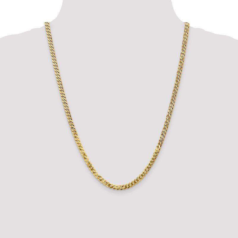 14K 26 inch 4.75mm Flat Beveled Curb with Lobster Clasp Chain