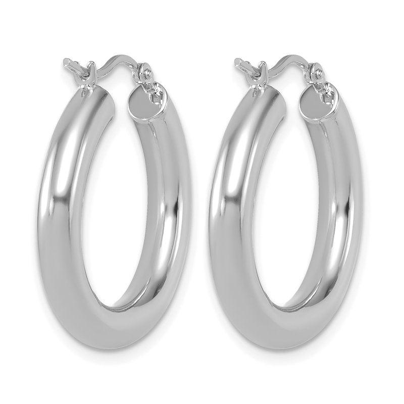14K White Gold Polished Lightweight Hoop Earrings