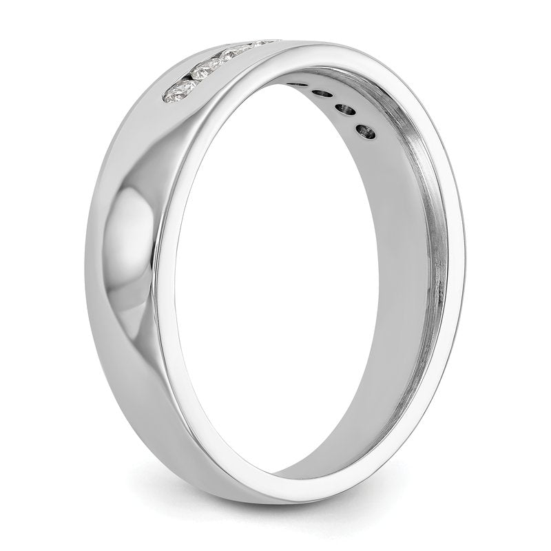 14K White Gold Men's 1/3 carat Lab Grown Diamond VS+ F+ Complete Channel Band