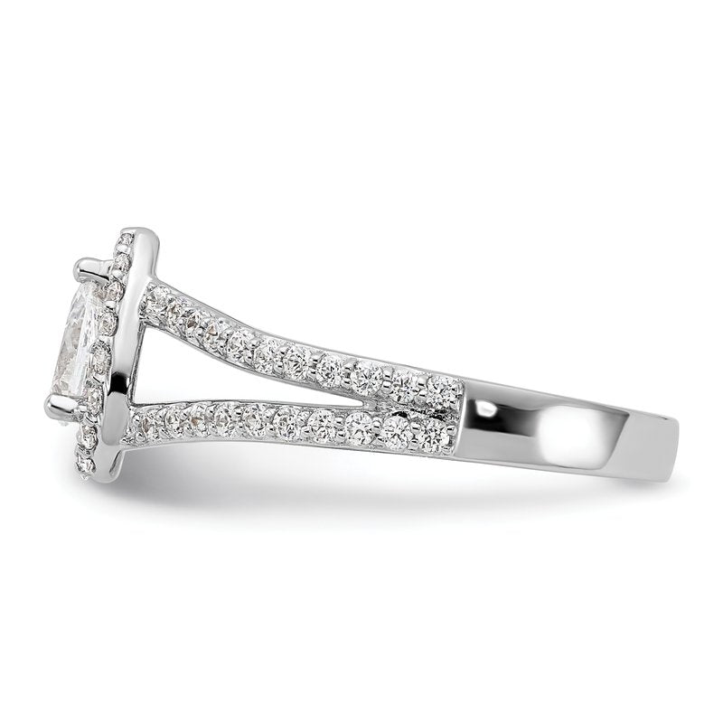 14K White Gold 5/8 carat Lab Grown Diamond VS/SI  D E F  Semi Mount Pear Halo Engagement Ring