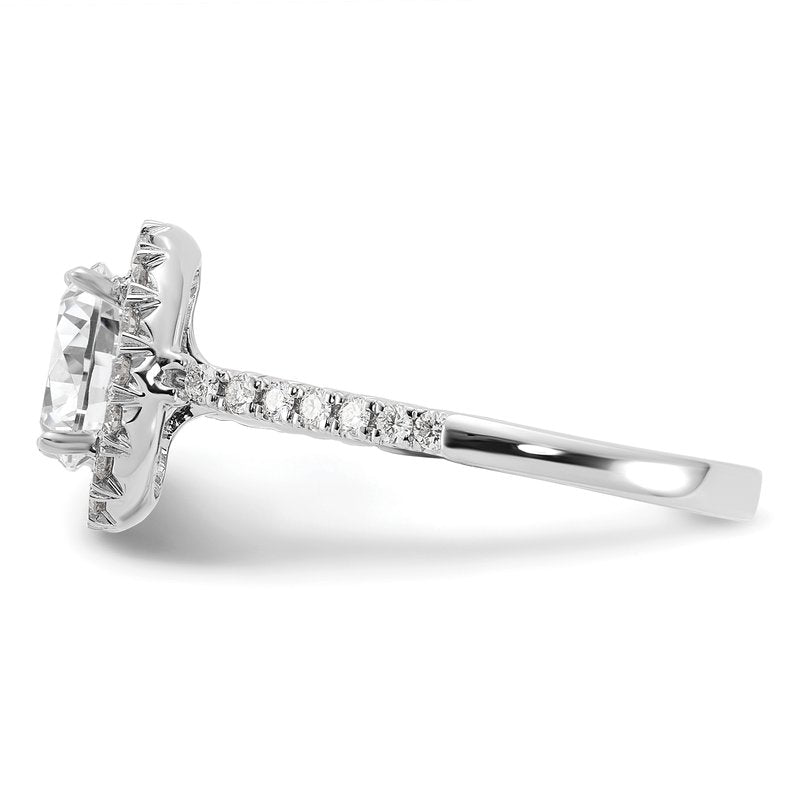 14K White Gold 1/3 carat Lab Grown Diamond VS+ F+ Semi-Mount Oval Halo Engagement Ring
