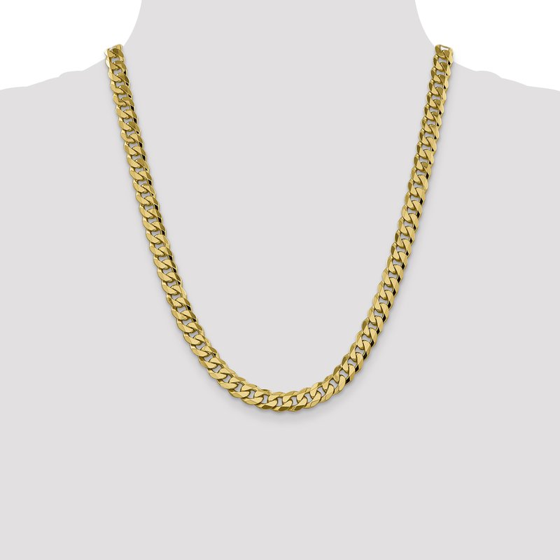 14K 8.75mm Flat Beveled Curb Chain