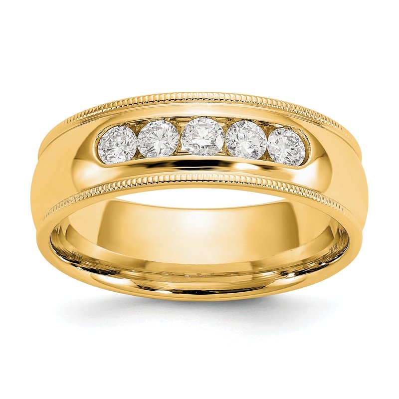 14K White Gold Men's 1/2 carat Lab Grown Diamond VS+ F+ Size 10.5 Complete Miligrain Band