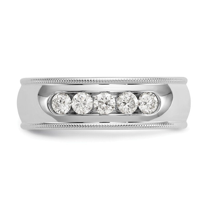 14K White Gold Men's 1/2 carat Lab Grown Diamond VS+ F+ Size 10.5 Complete Miligrain Band