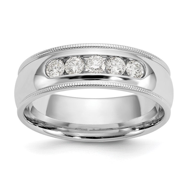 14K White Gold Men's 1/2 carat Lab Grown Diamond VS+ F+ Size 10.5 Complete Miligrain Band