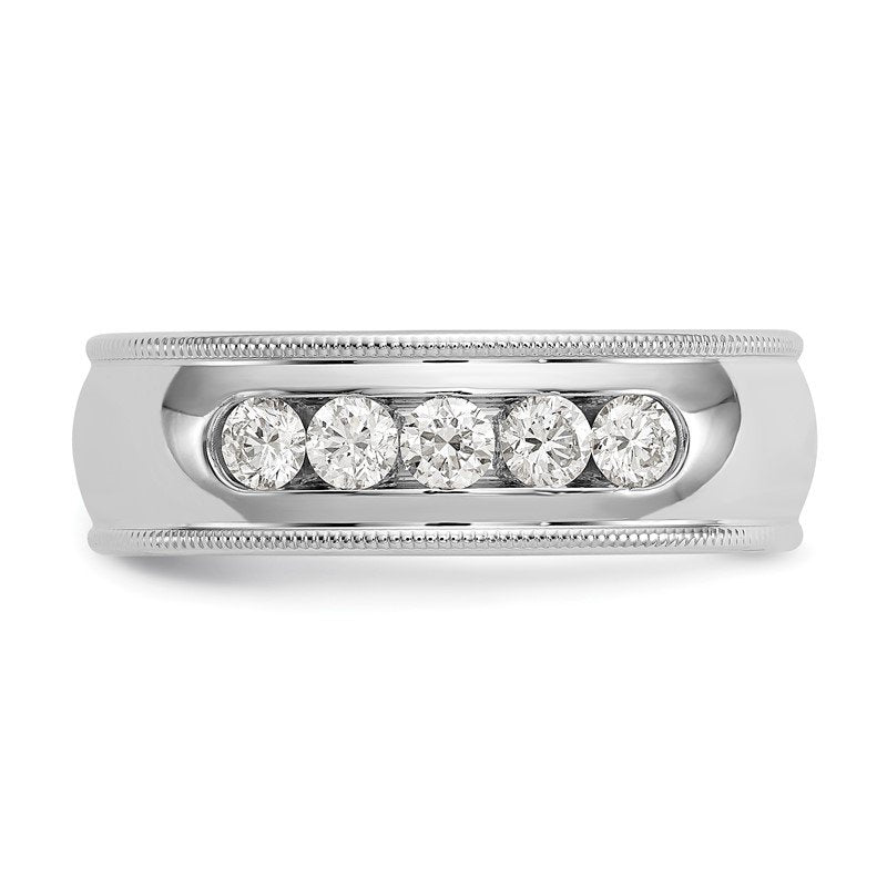 14K White Gold Men's 1/2 carat Lab Grown Diamond VS+ F+ Size 10.5 Complete Miligrain Band