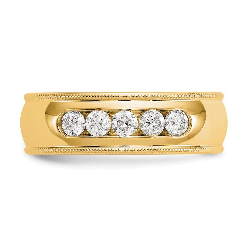 14K White Gold Men's 1/2 carat Lab Grown Diamond VS+ F+ Size 10.5 Complete Miligrain Band