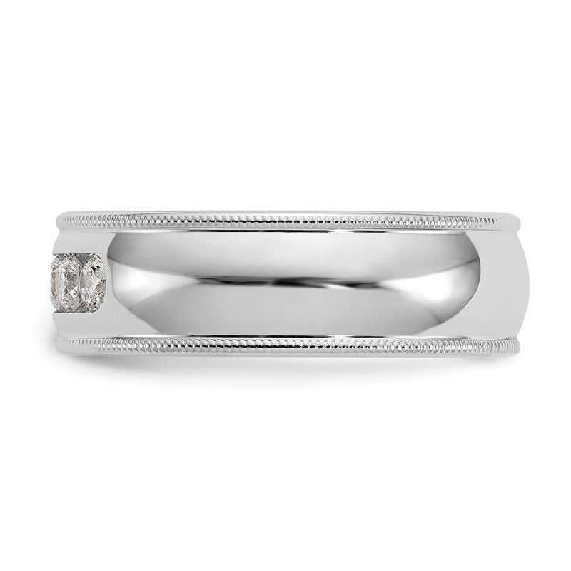 14K White Gold Men's 1/2 carat Lab Grown Diamond VS+ F+ Size 10.5 Complete Miligrain Band