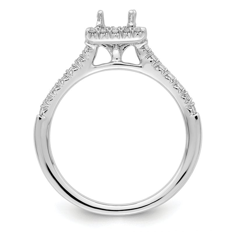14K White Gold 1/3 carat Lab Grown Diamond VS+ F+ Semi-Mount Princess Halo Engagement Ring