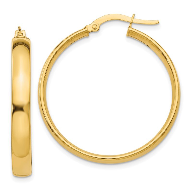 14k 4x25mm Polished Hoop Earrings