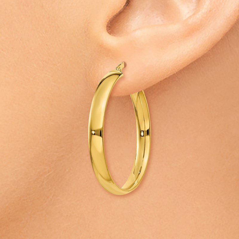 14k 4x25mm Polished Hoop Earrings