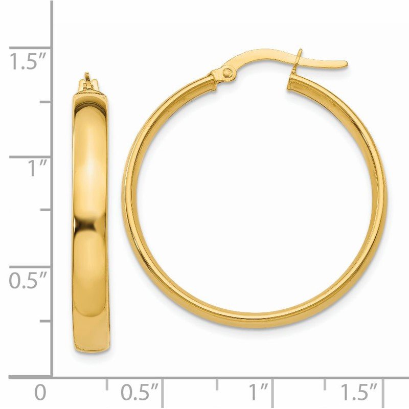 14k 4x25mm Polished Hoop Earrings