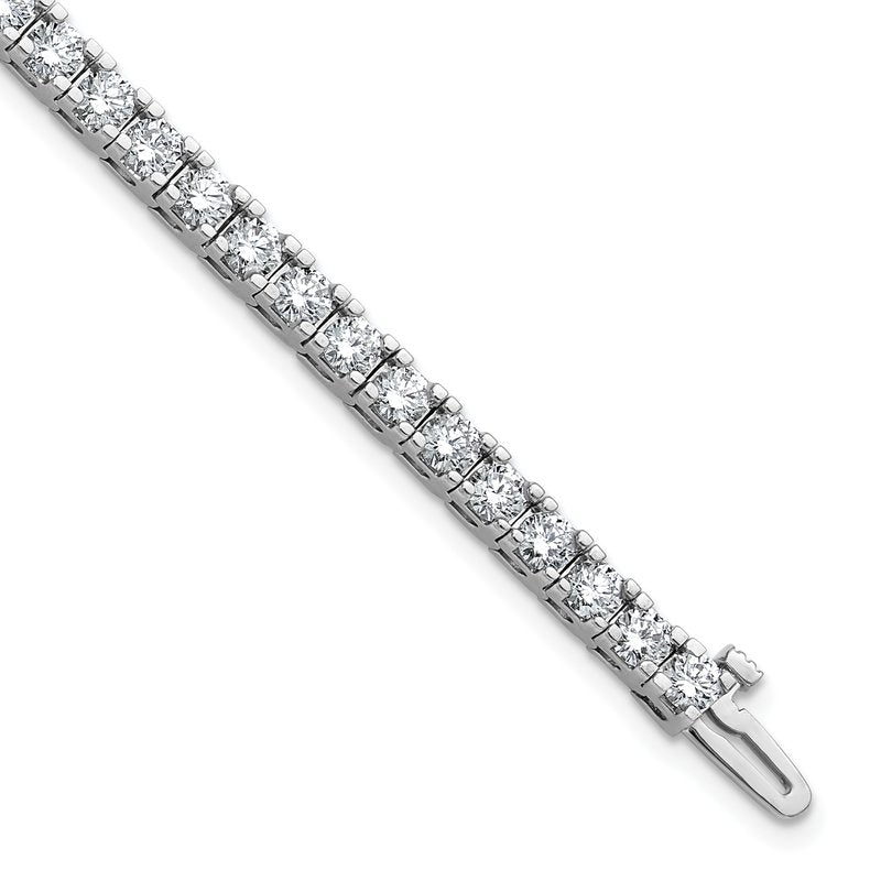 14k White Gold Complete 6.44 carat Round AAA Diamond 4-prong 7 inch Tennis Bracelet