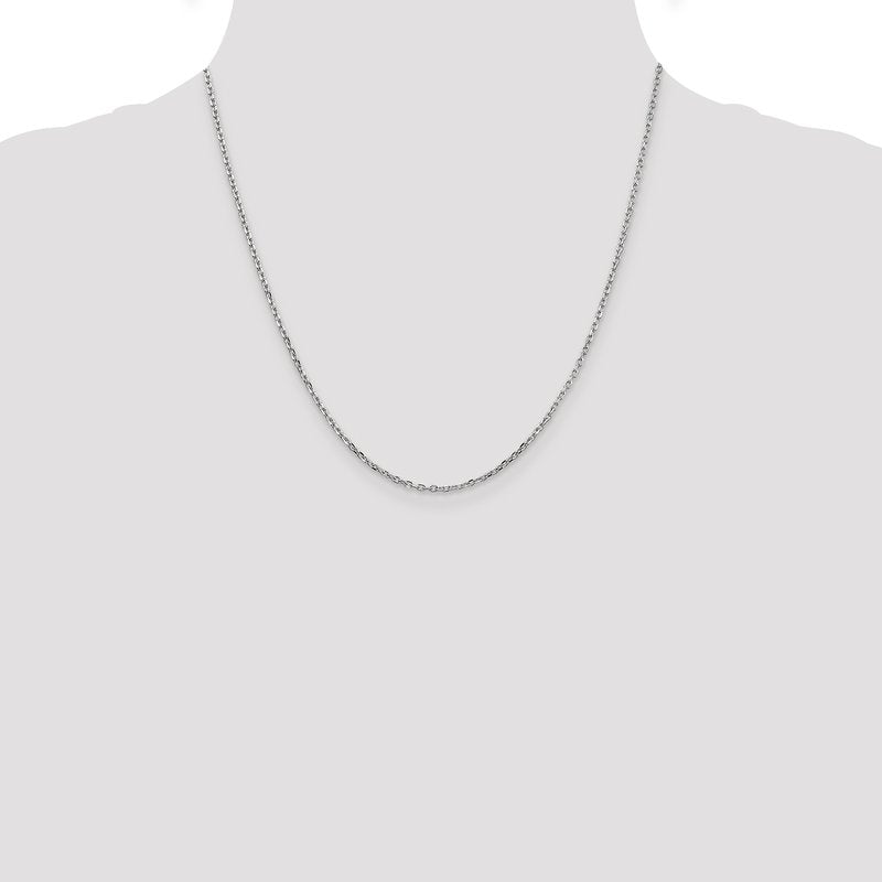 14K White Gold 26 inch 1.8mm Diamond-cut Round Open Link Cable with Lobster Clasp Chain