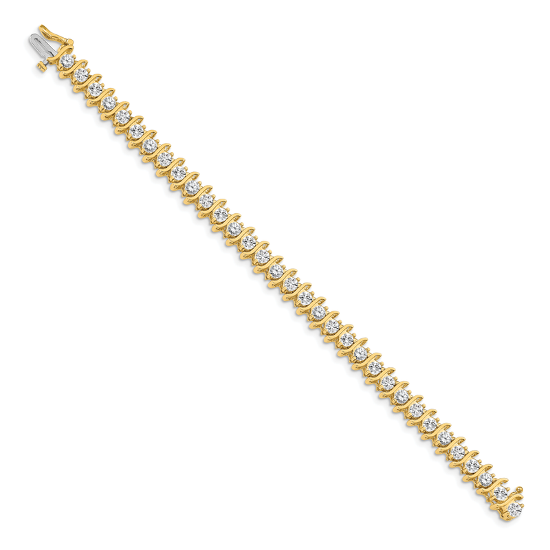 14k Complete 7.19 carat Round AAA Diamond 2-prong S-link 7 inch Tennis Bracelet