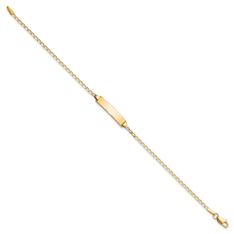 14k Polished Solid Chain/Solid Plate Flat Curb Link 19.5x3.5mm Plate 7 inch ID Bracelet