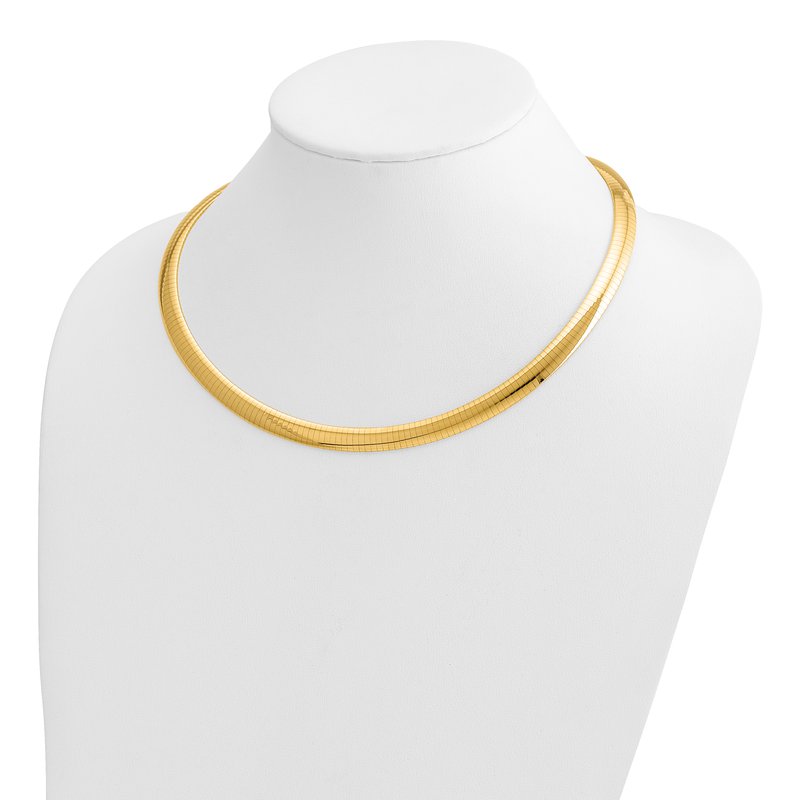 14k Polished 8mm Standard Weight 16 inch Domed Omega Necklace