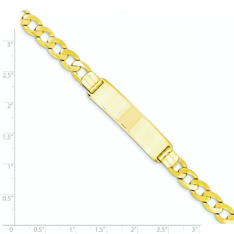 14k Polished Solid Chain/Solid Plate Curb Link 37x8mm Plate 8 inch ID Bracelet